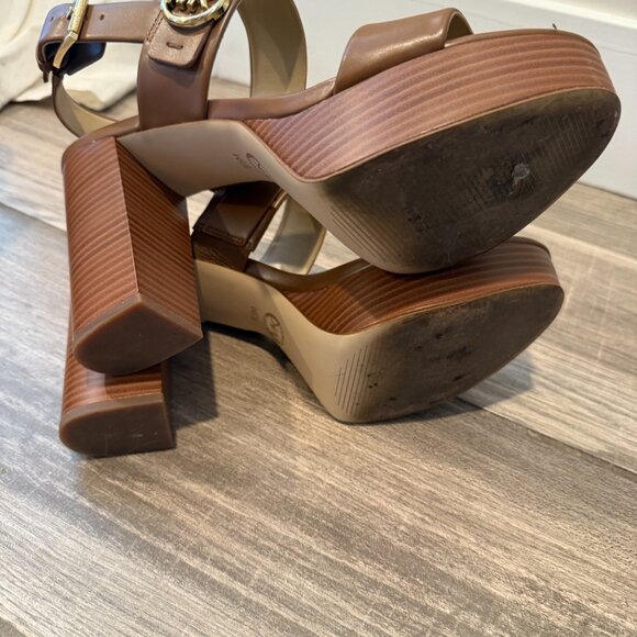 Michael Kors Luggage Brown chunky heels size 9.5 - Picture 2 of 7